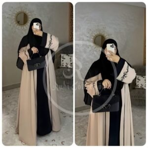 ডাবল পাট এমব্রয়ডারি কাজ বোরকা ( কালো কালার )