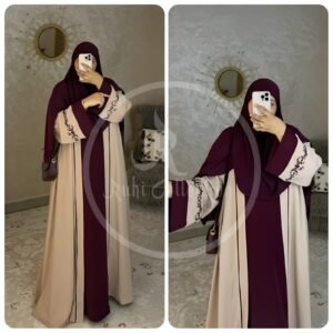 ডাবল পাট এমব্রয়ডারি কাজ বোরকা ( জাম কলিজা কালার )